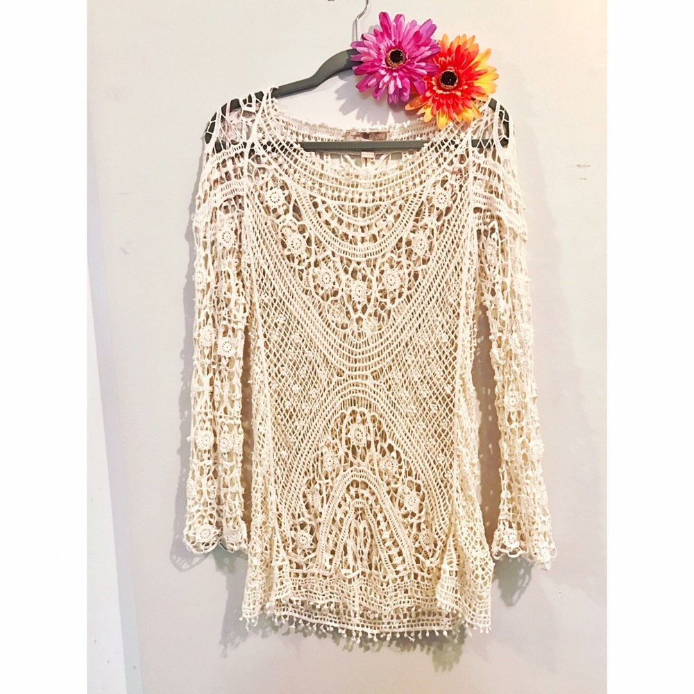Cream Crochet Dress / Cover Up